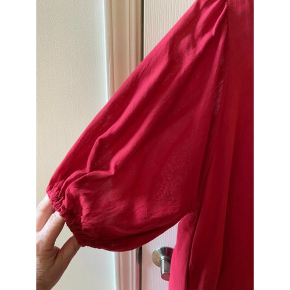 Shark Bite Hem XL Tunic Scoop Neck Balloon Sleeves Pockets - Picture 2 of 5